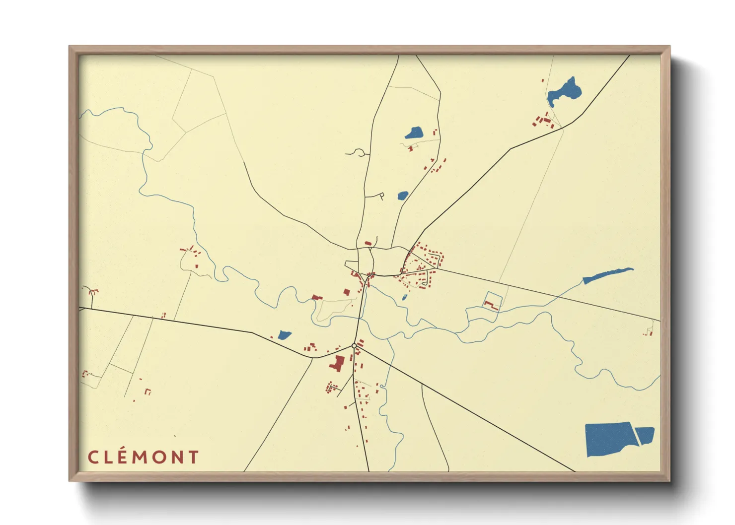 Une affiche de carte sur Clémont