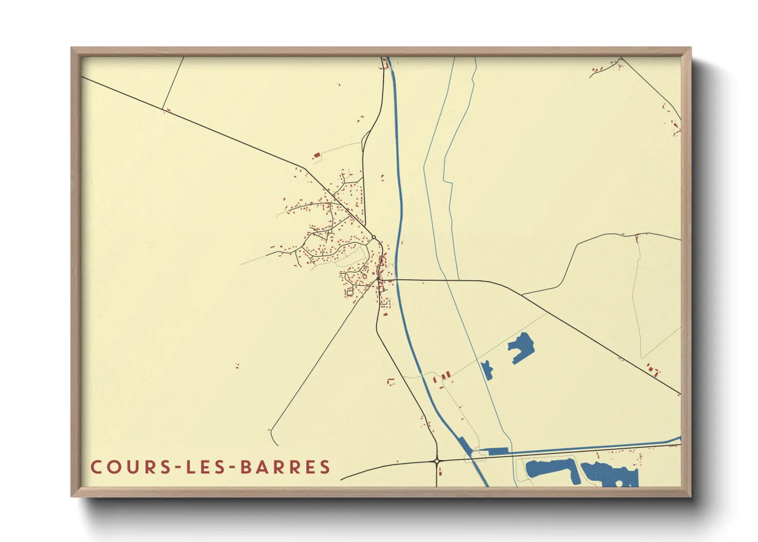 Une affiche de carte sur Cours-les-Barres