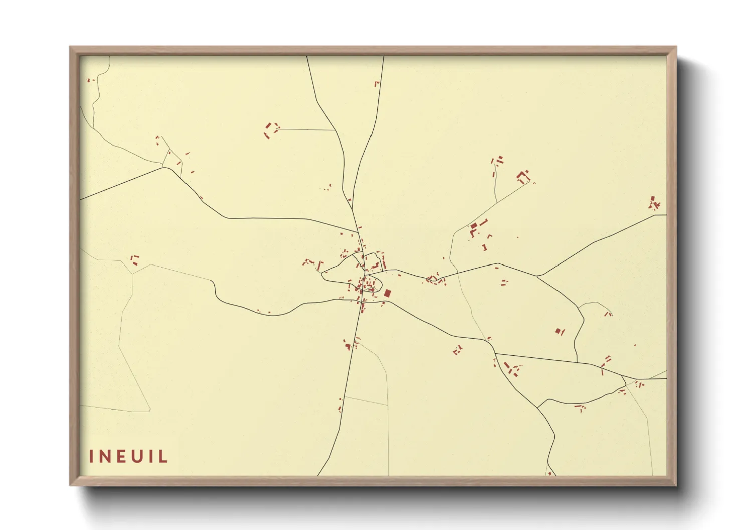 Une affiche de carte sur Ineuil