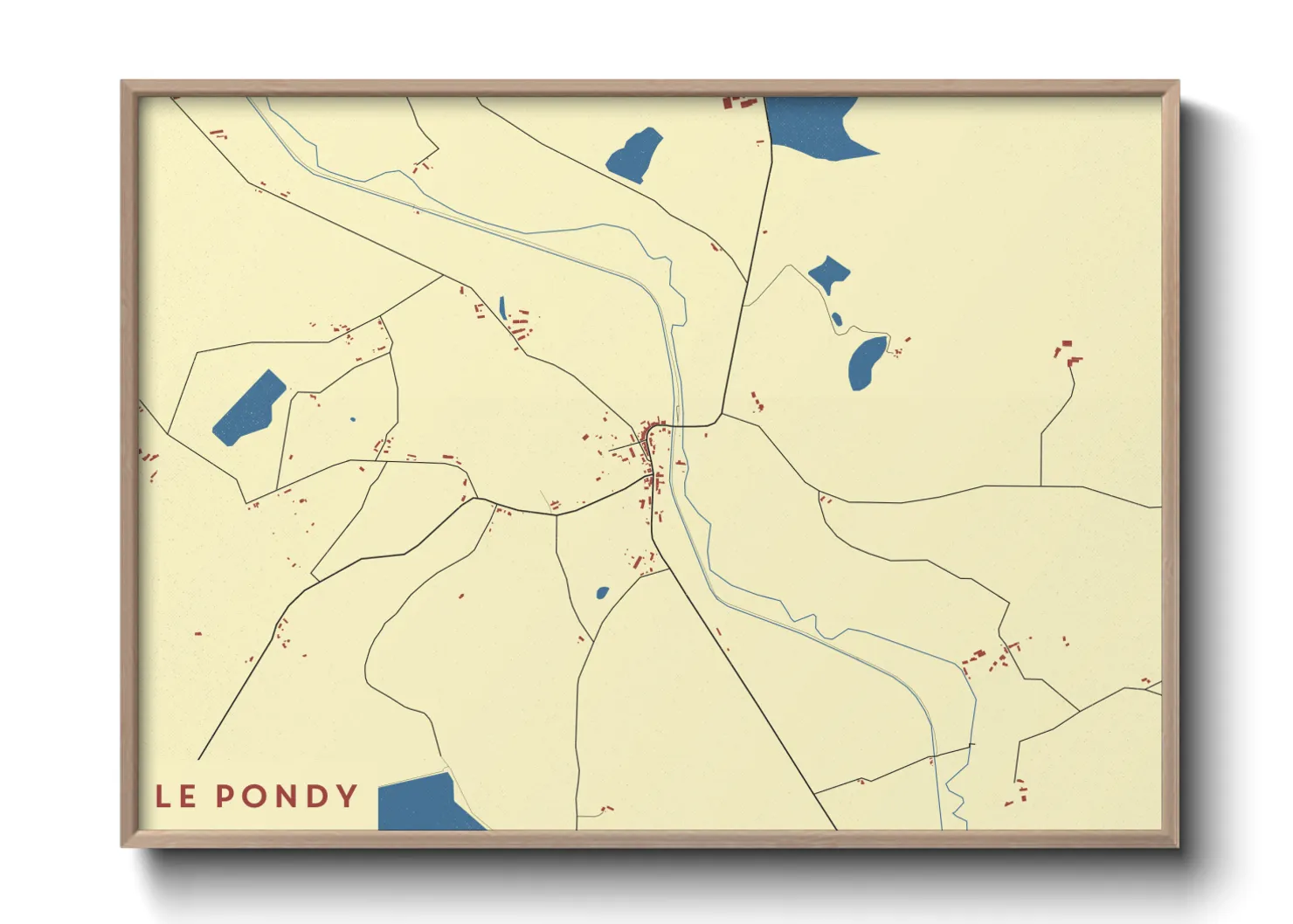 Une affiche de carte sur Le Pondy