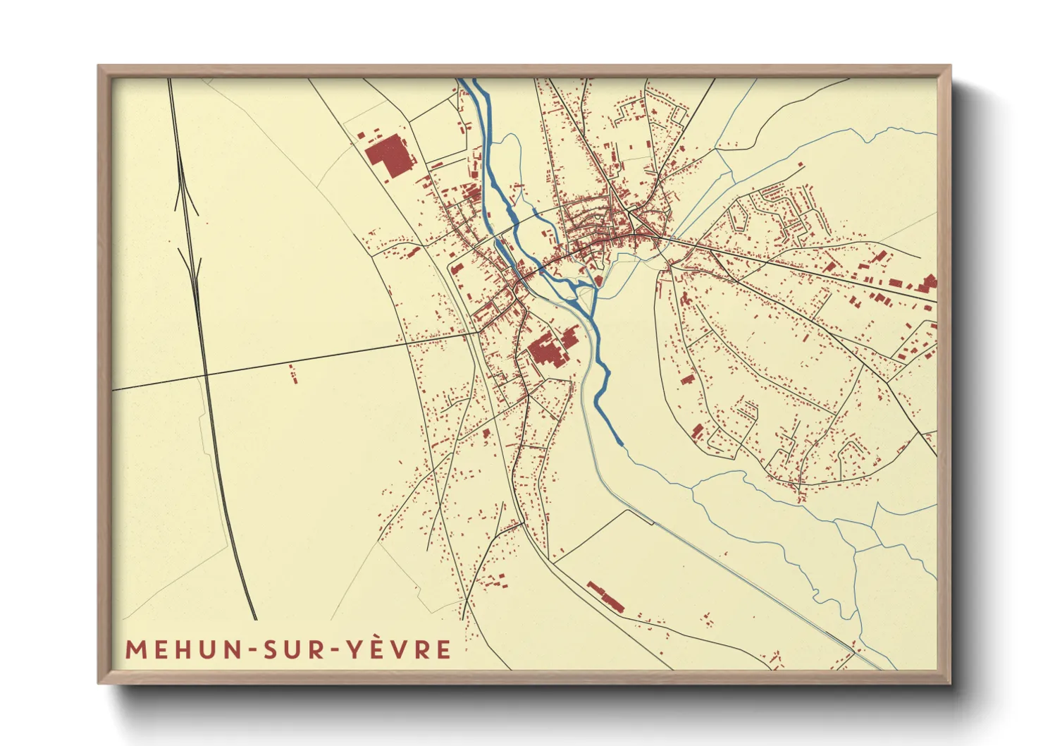 Une affiche de carte sur Mehun-sur-Yèvre