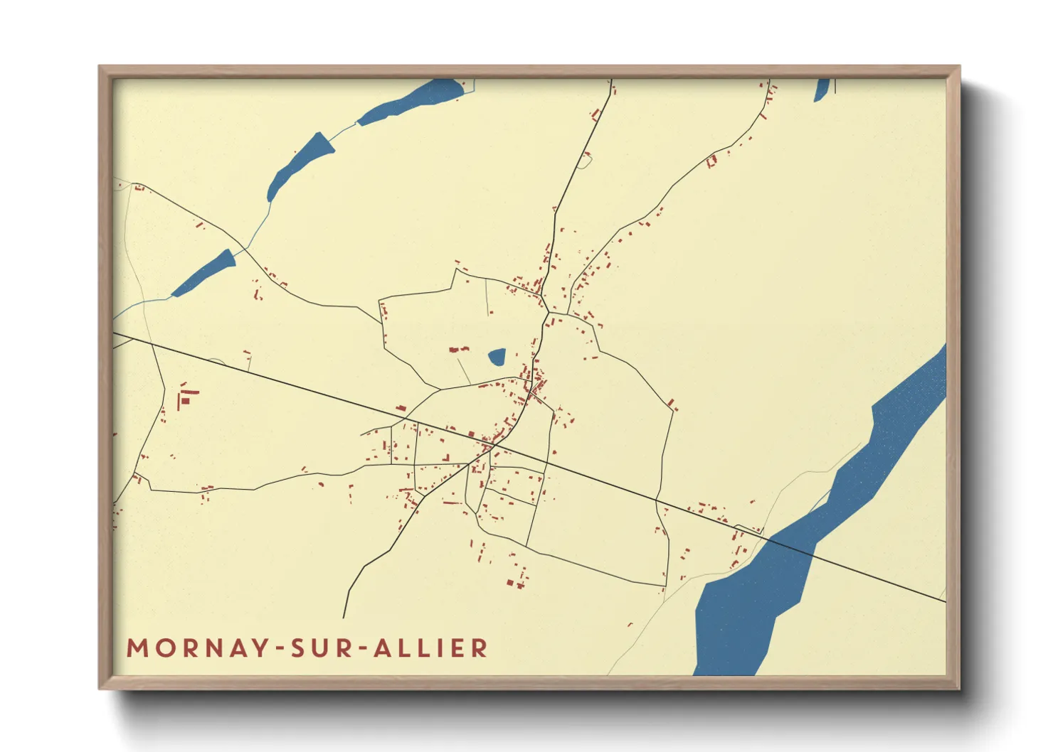 Une affiche de carte sur Mornay-sur-Allier