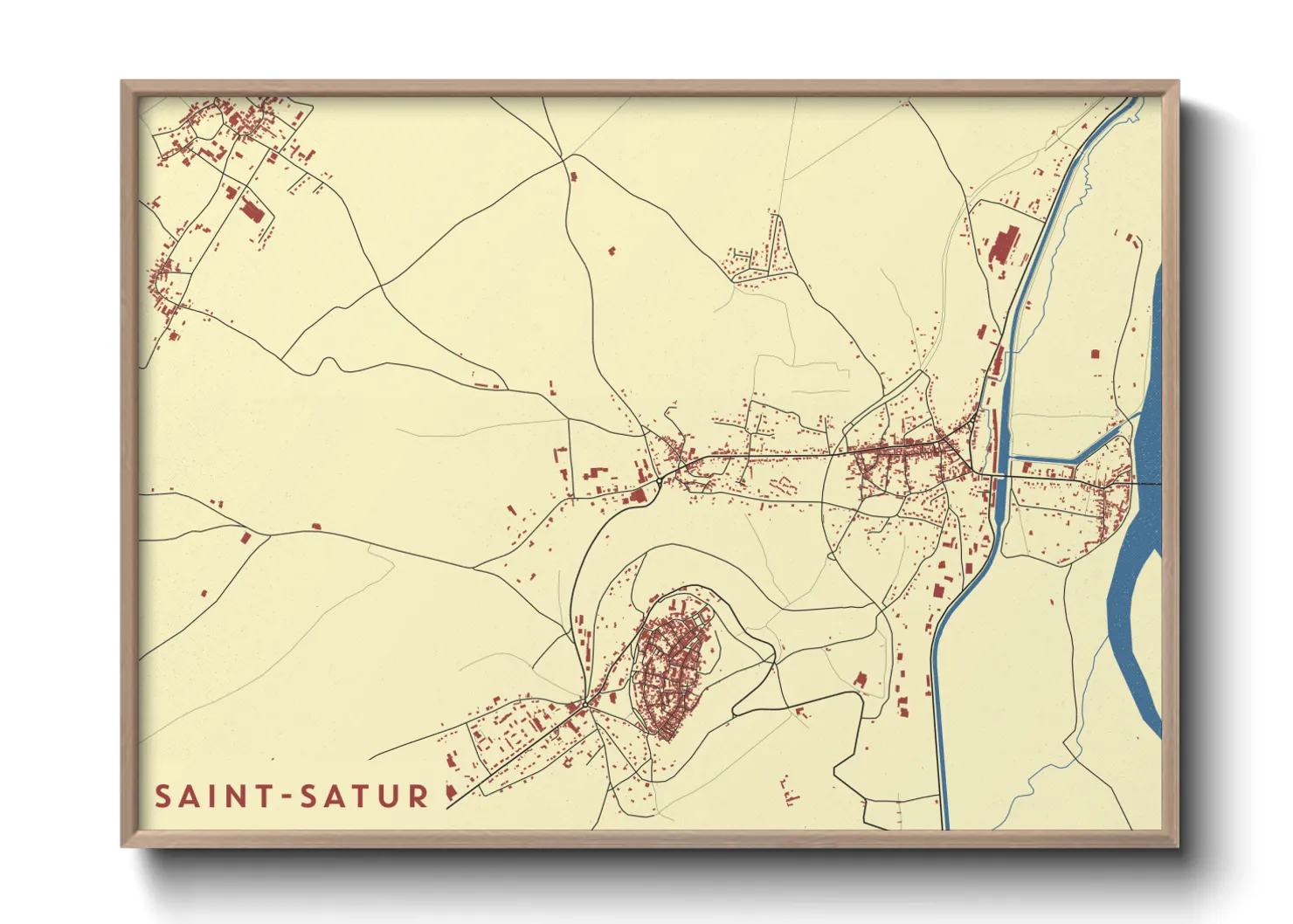 Une affiche de carte sur Saint-Satur