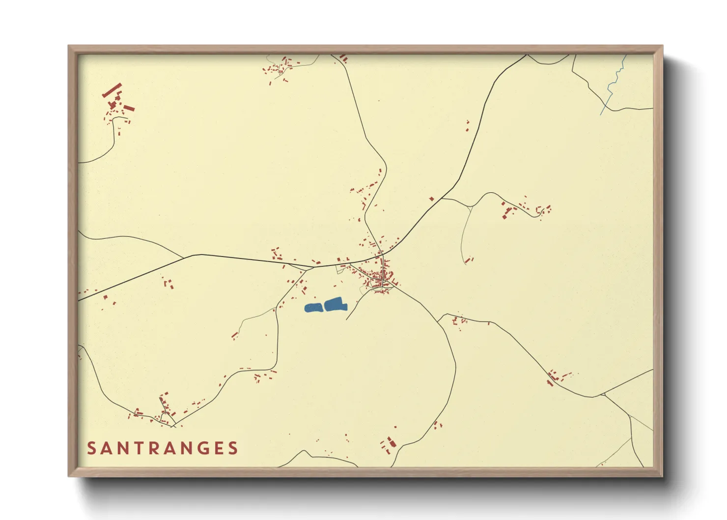 Une affiche de carte sur Santranges