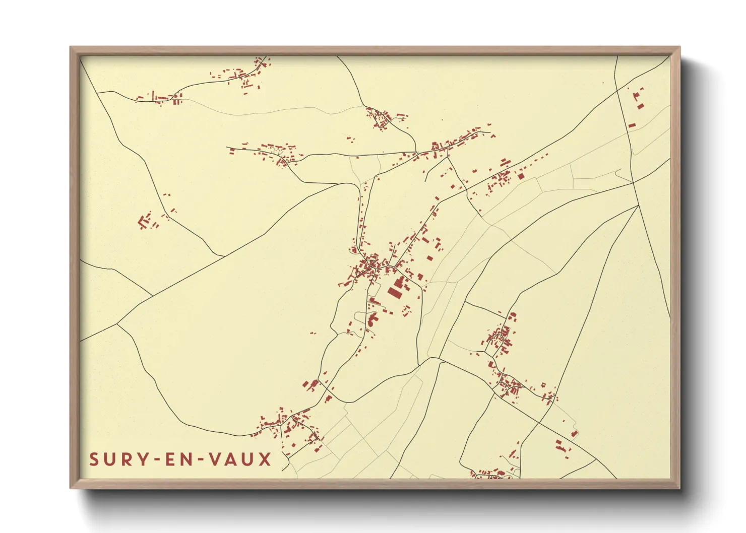 Une affiche de carte sur Sury-en-Vaux