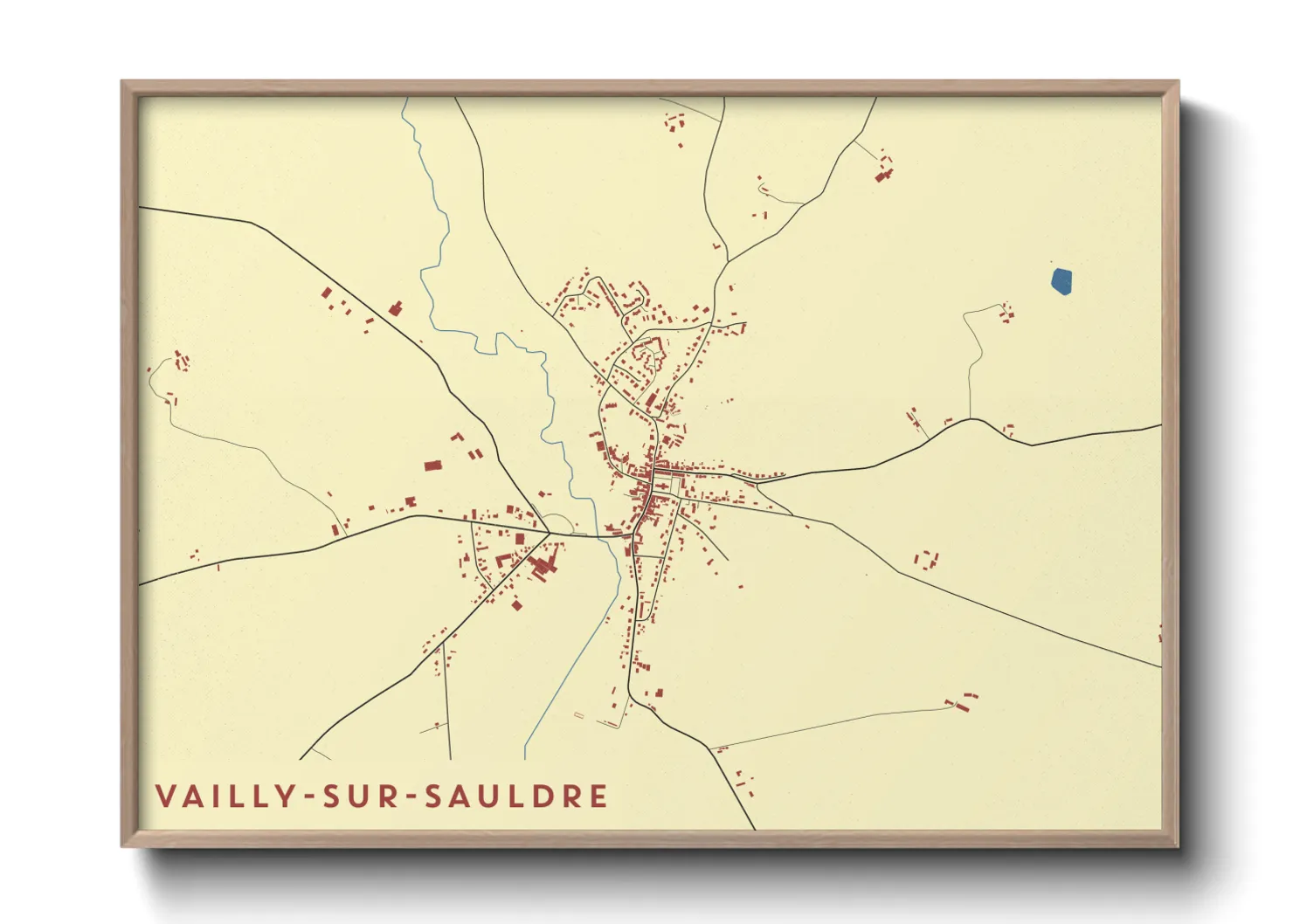 Une affiche de carte sur Vailly-sur-Sauldre