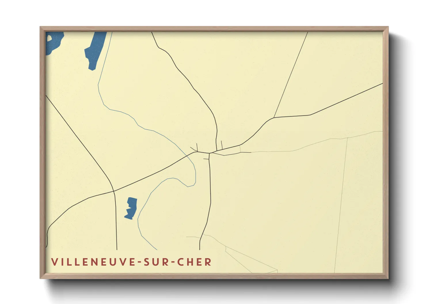 Une affiche de carte sur Villeneuve-sur-Cher