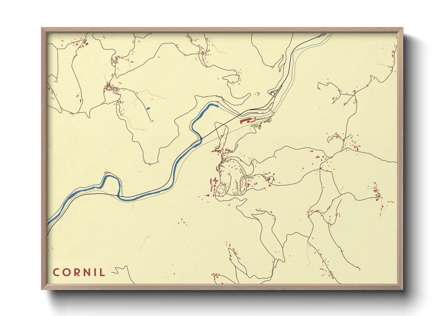 Une affiche de carte sur Cornil