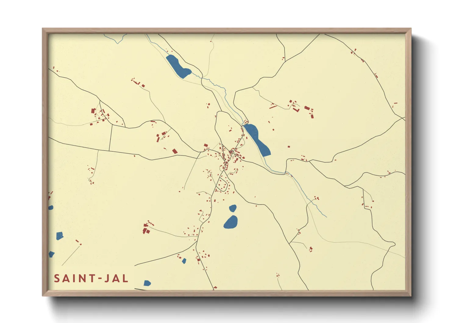 Une affiche de carte sur Saint-Jal
