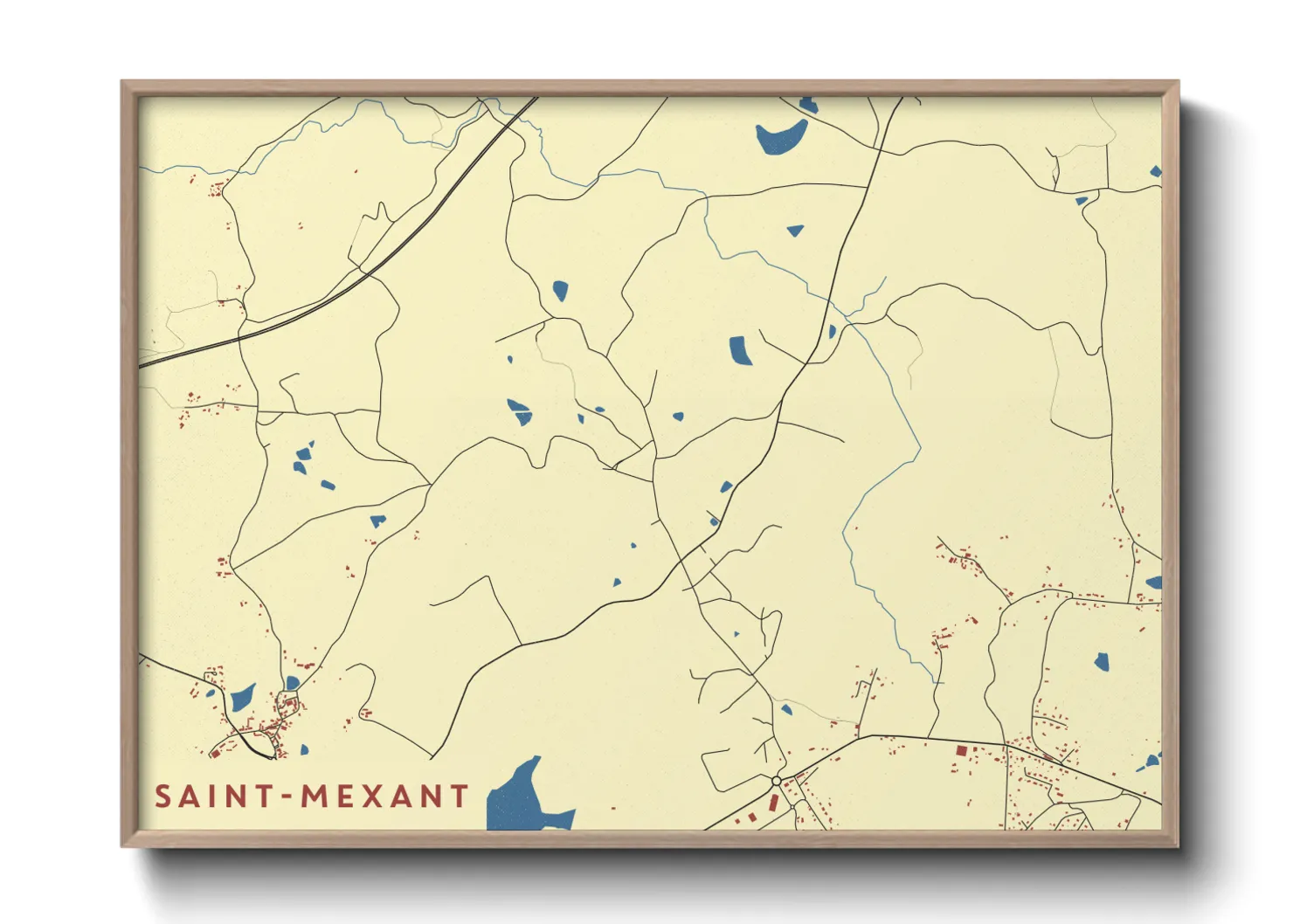 Une affiche de carte sur Saint-Mexant