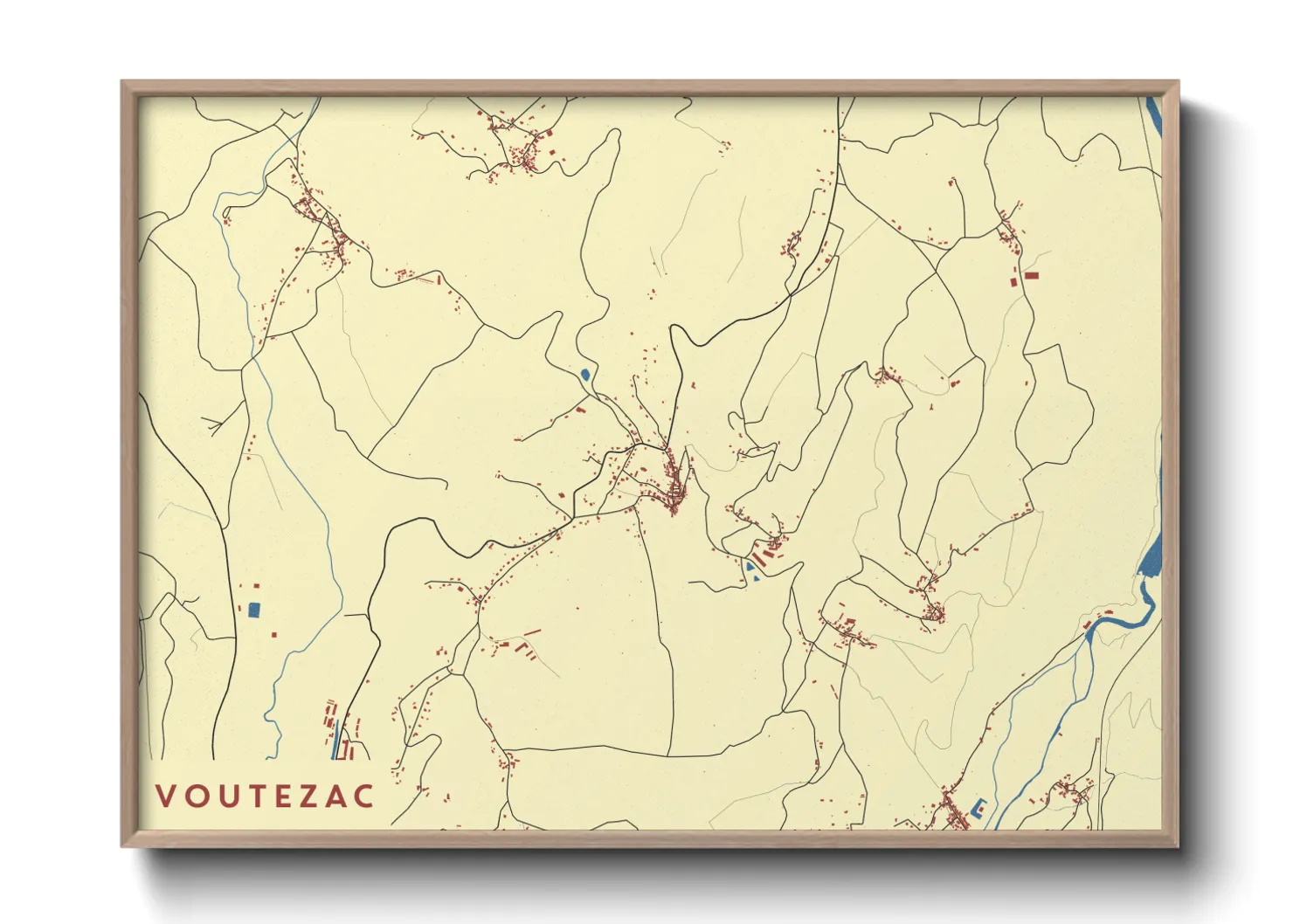 Une affiche de carte sur Voutezac