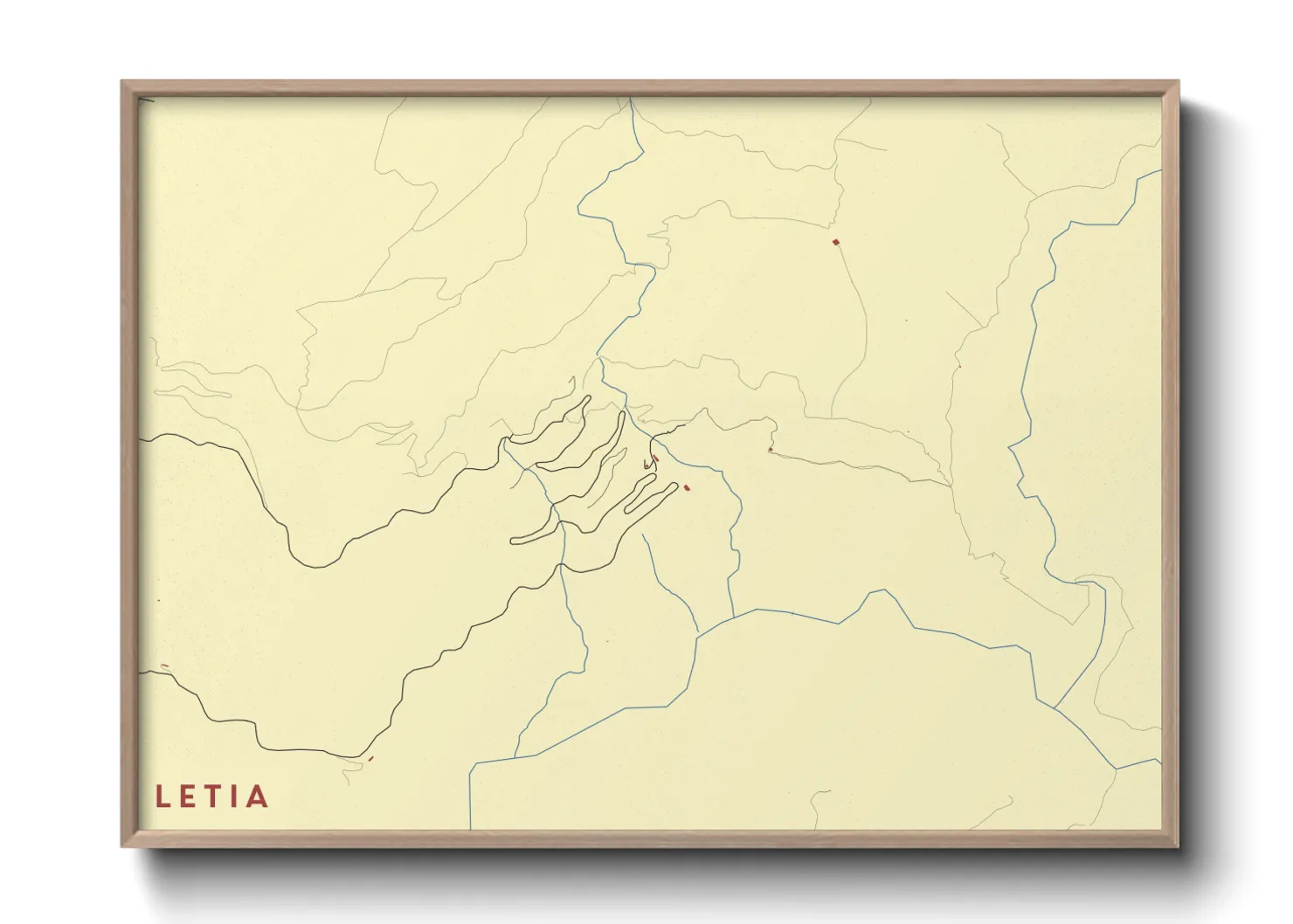 Une affiche de carte sur Letia