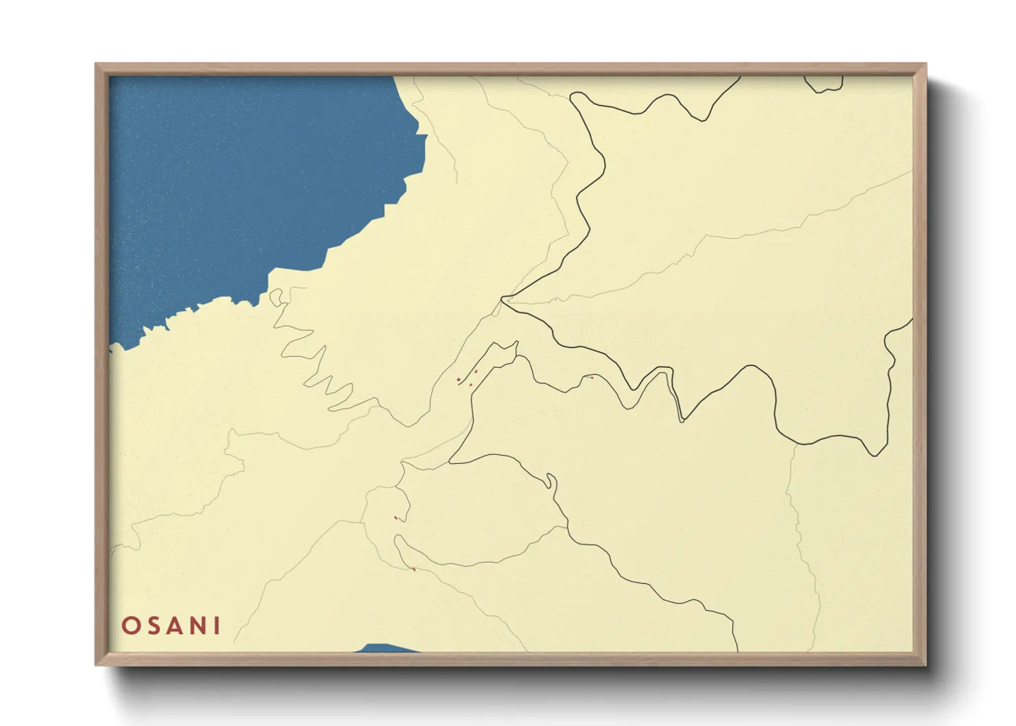 Une affiche de carte sur Osani