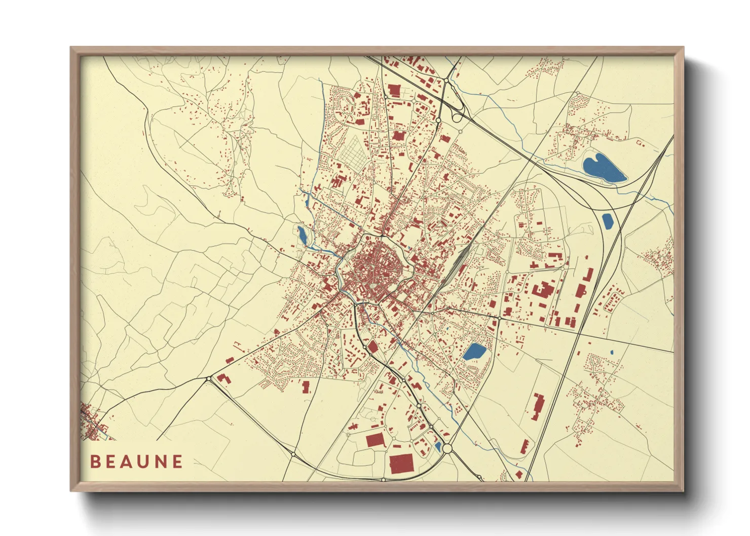 Une affiche de carte sur Beaune