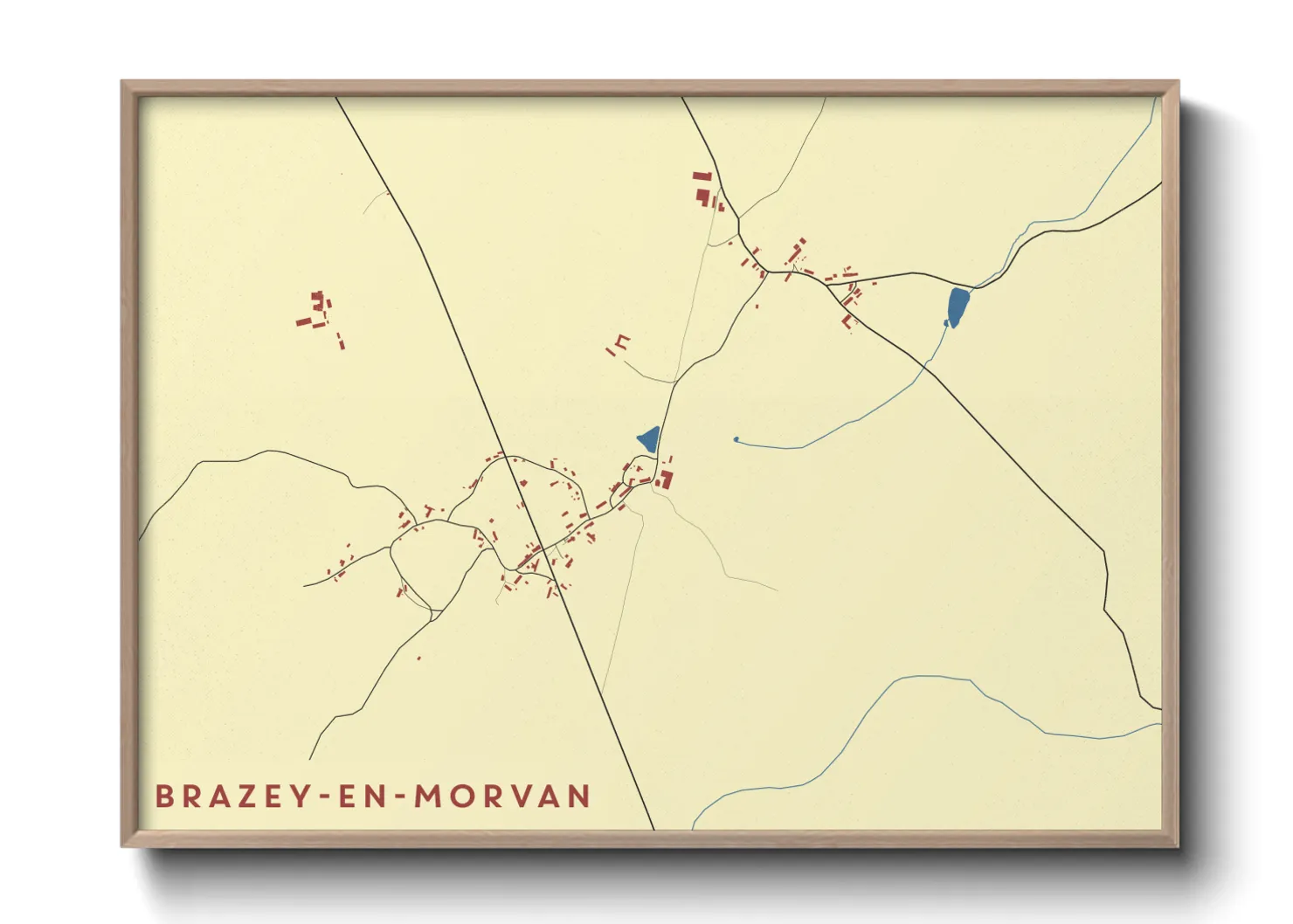 Une affiche de carte sur Brazey-en-Morvan