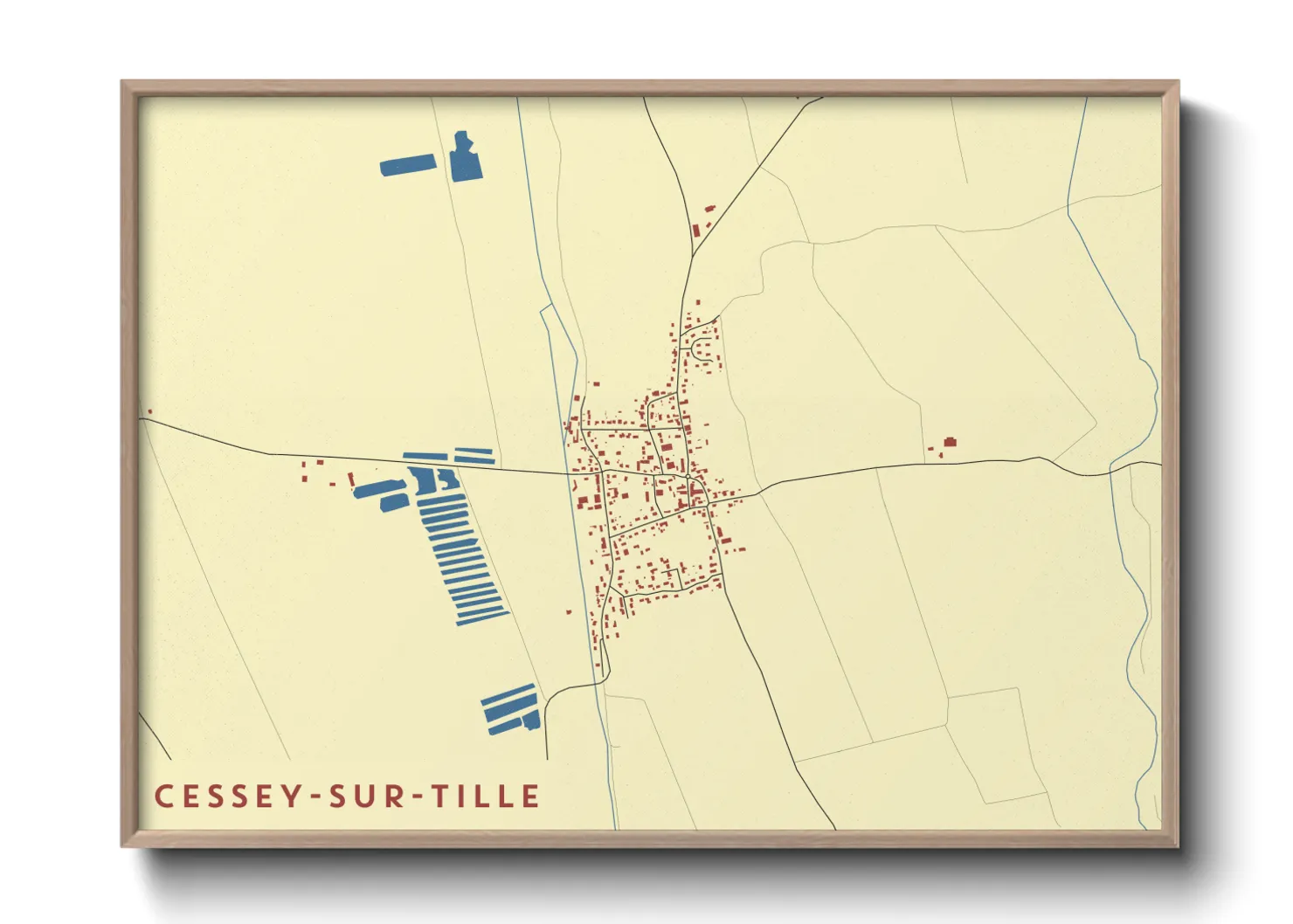 Une affiche de carte sur Cessey-sur-Tille