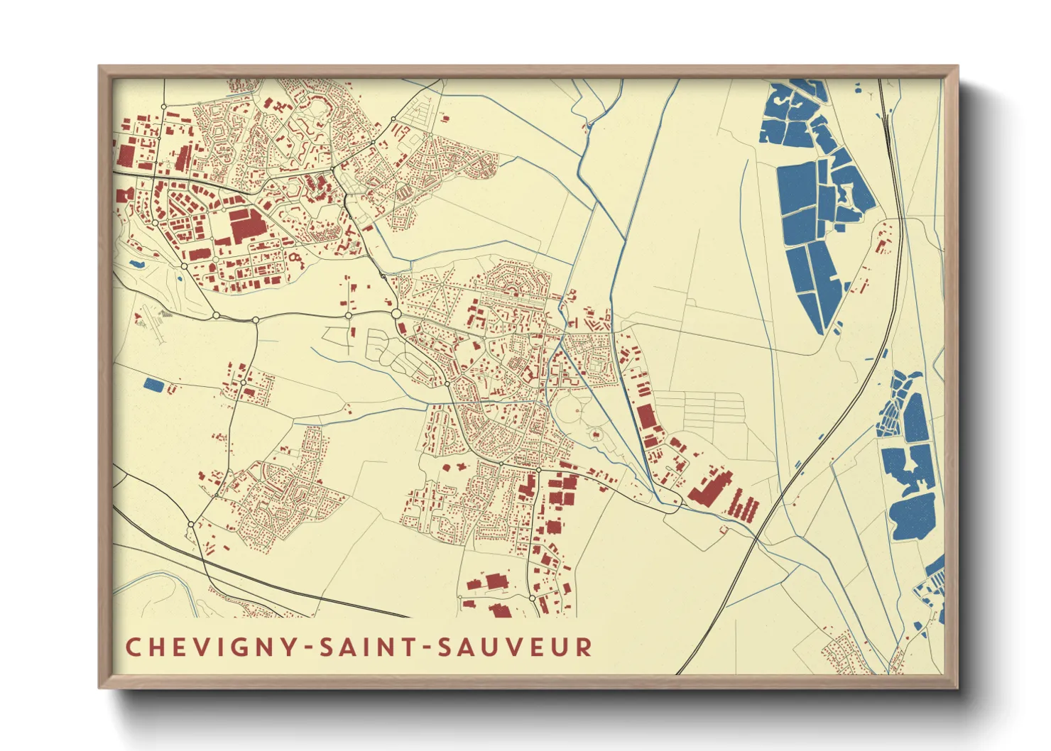 Une affiche de carte sur Chevigny-Saint-Sauveur