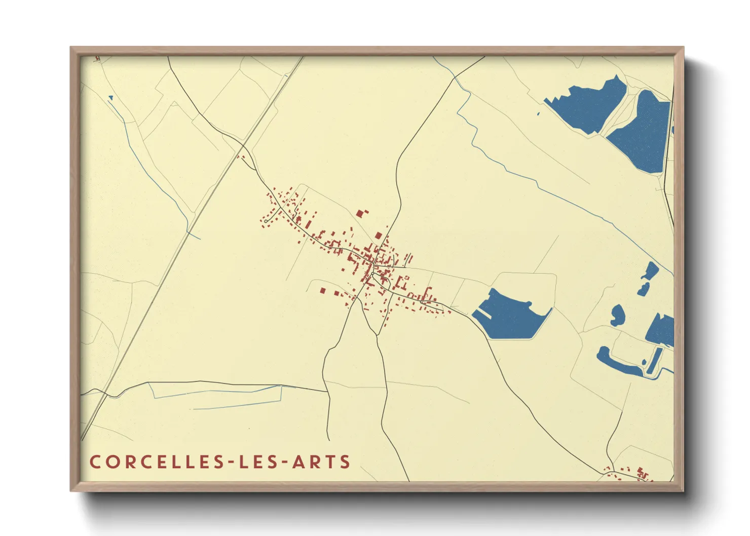 Une affiche de carte sur Corcelles-les-Arts