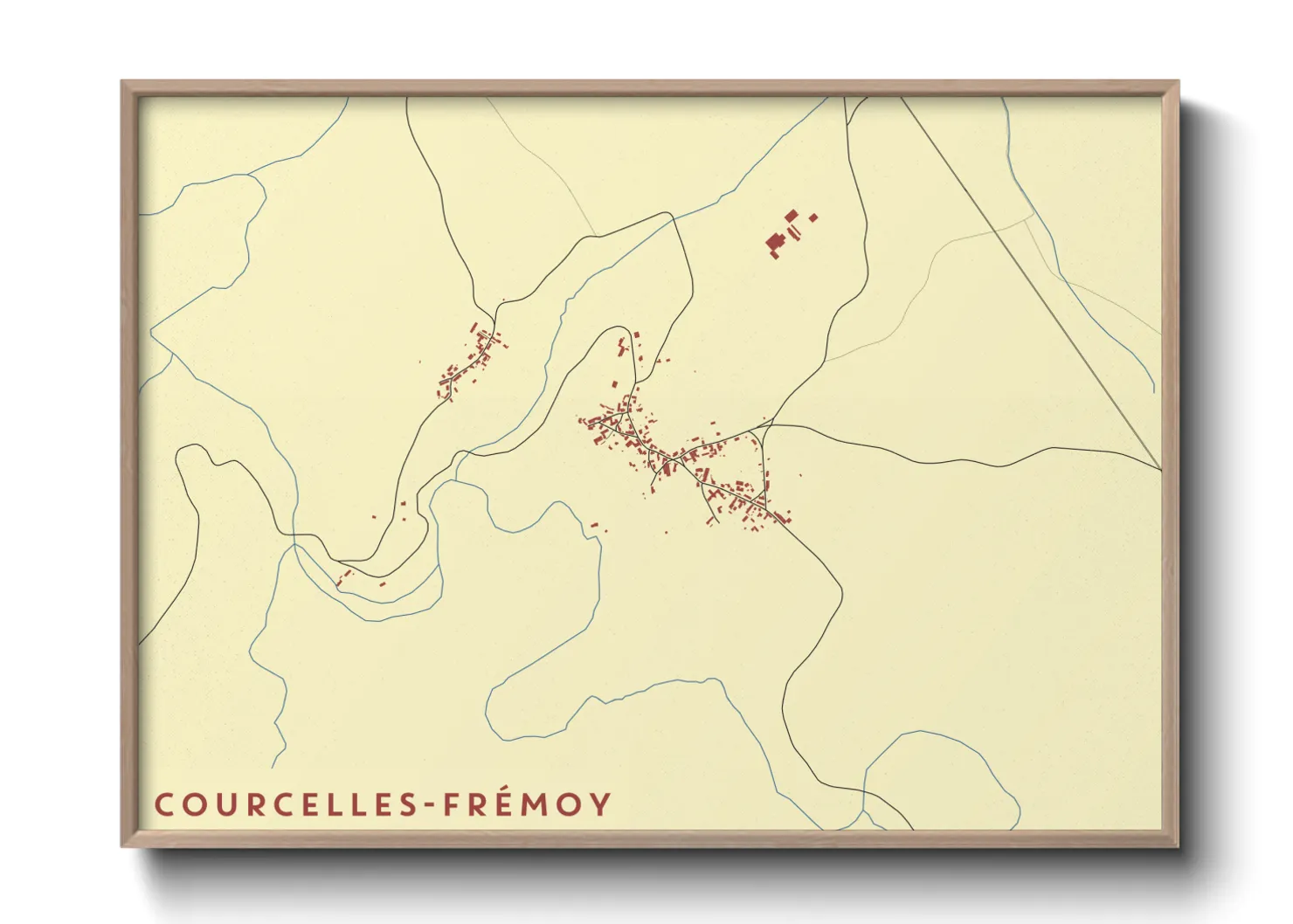 Une affiche de carte sur Courcelles-Frémoy