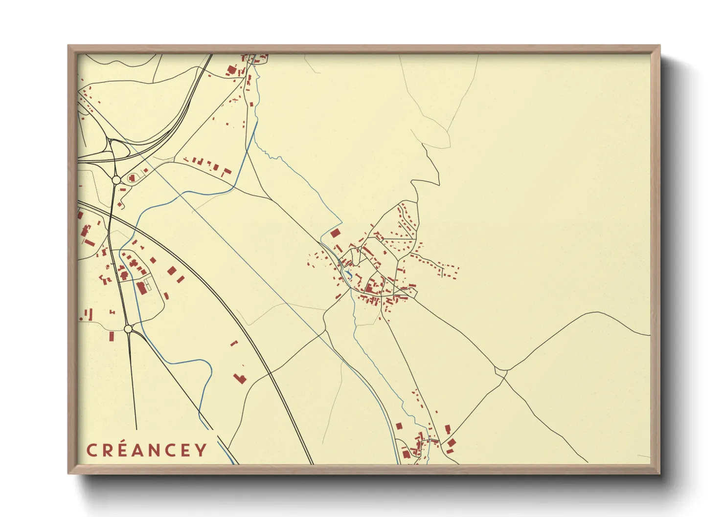 Une affiche de carte sur Créancey