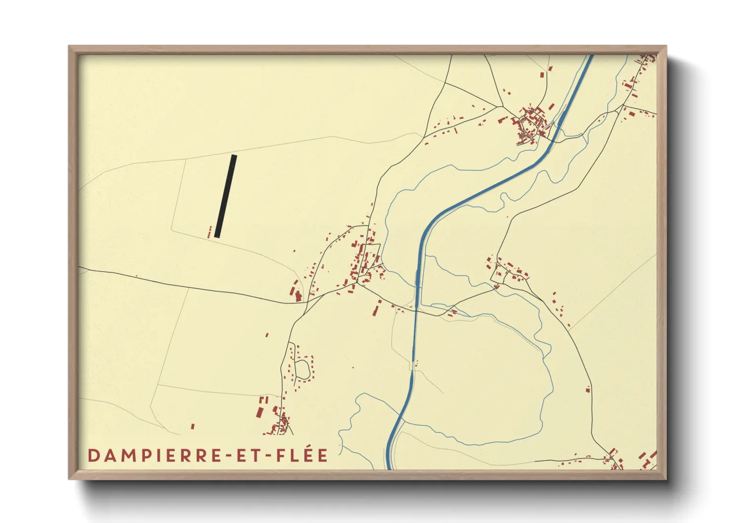 Une affiche de carte sur Dampierre-et-Flée