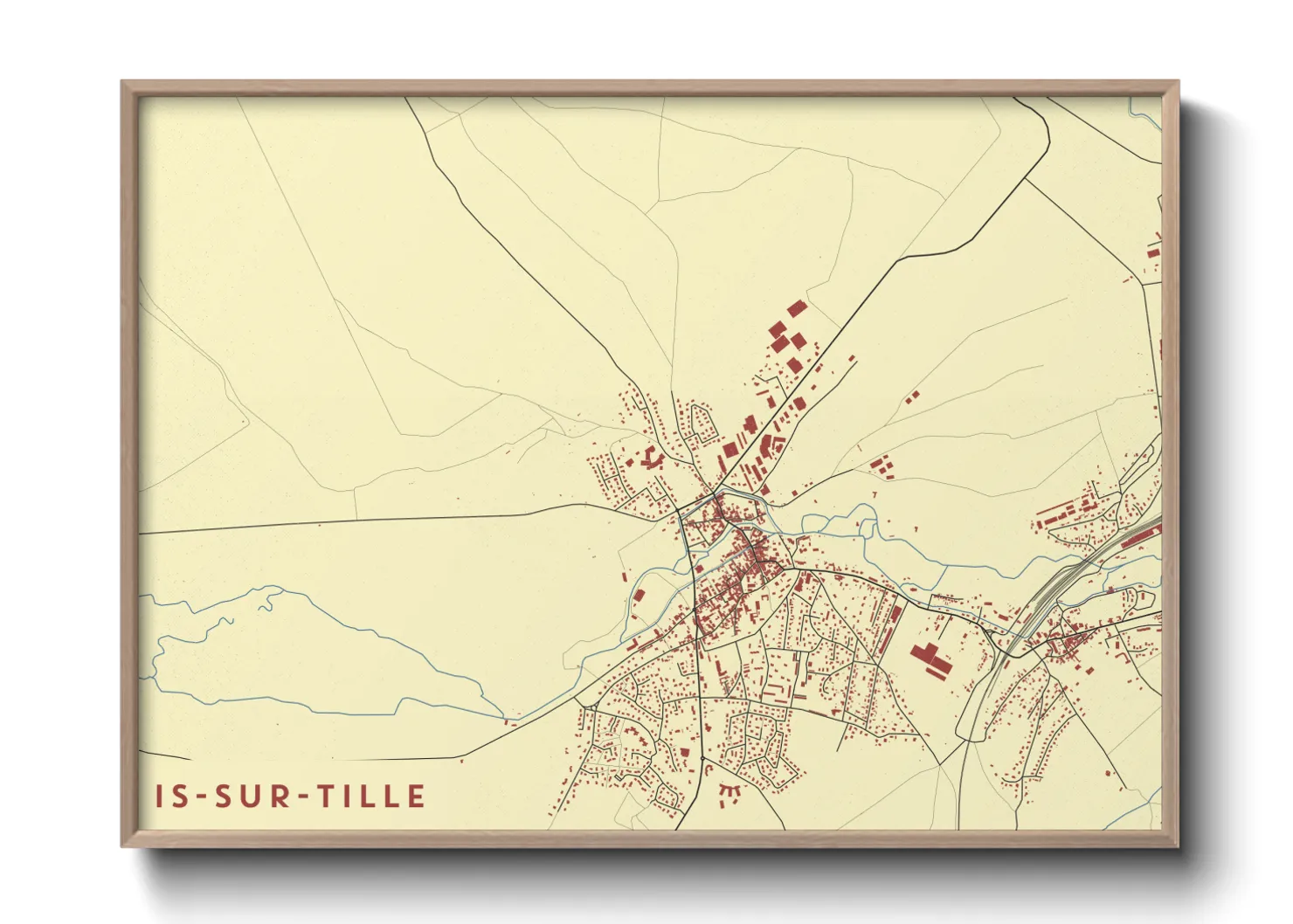 Une affiche de carte sur Is-sur-Tille
