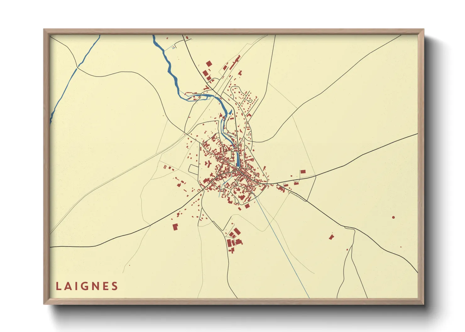 Une affiche de carte sur Laignes