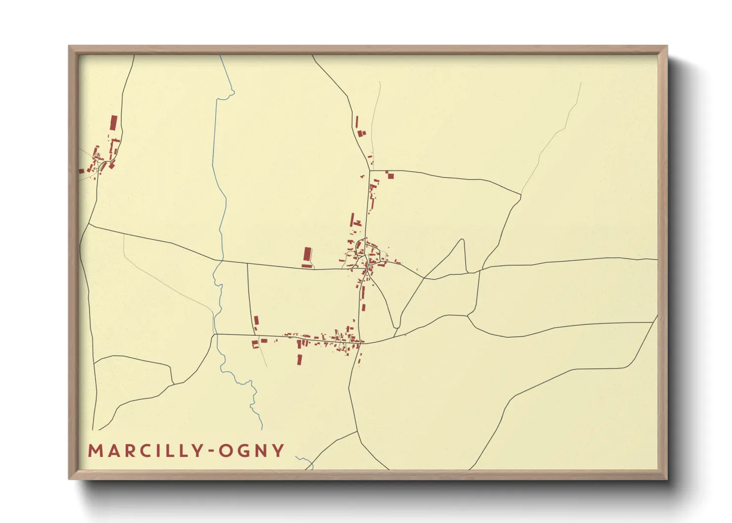 Une affiche de carte sur Marcilly-Ogny