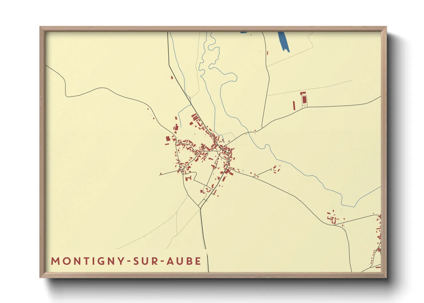 Une affiche de carte sur Montigny-sur-Aube