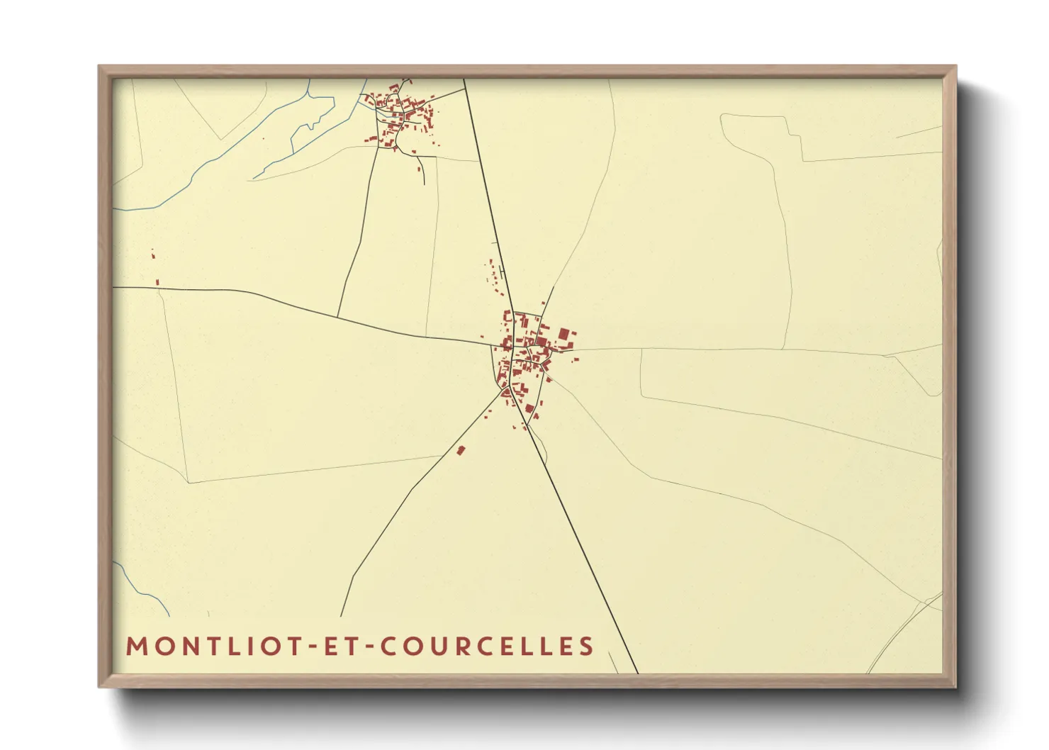 Une affiche de carte sur Montliot-et-Courcelles