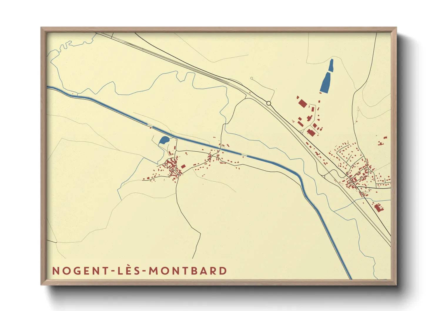 Une affiche de carte sur Nogent-lès-Montbard