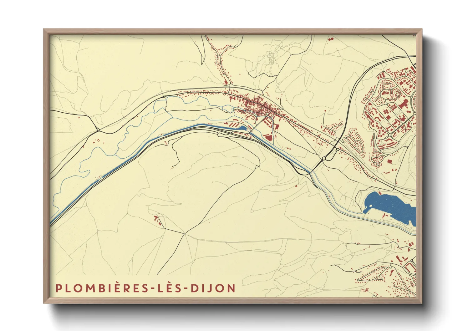 Une affiche de carte sur Plombières-lès-Dijon