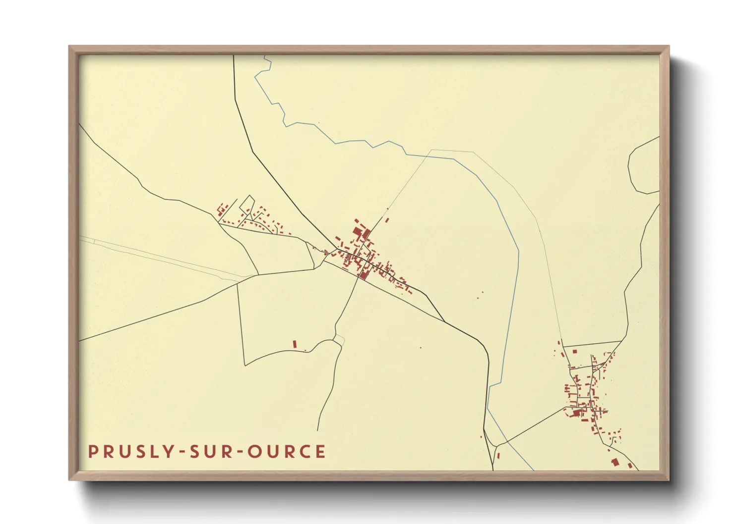 Une affiche de carte sur Prusly-sur-Ource