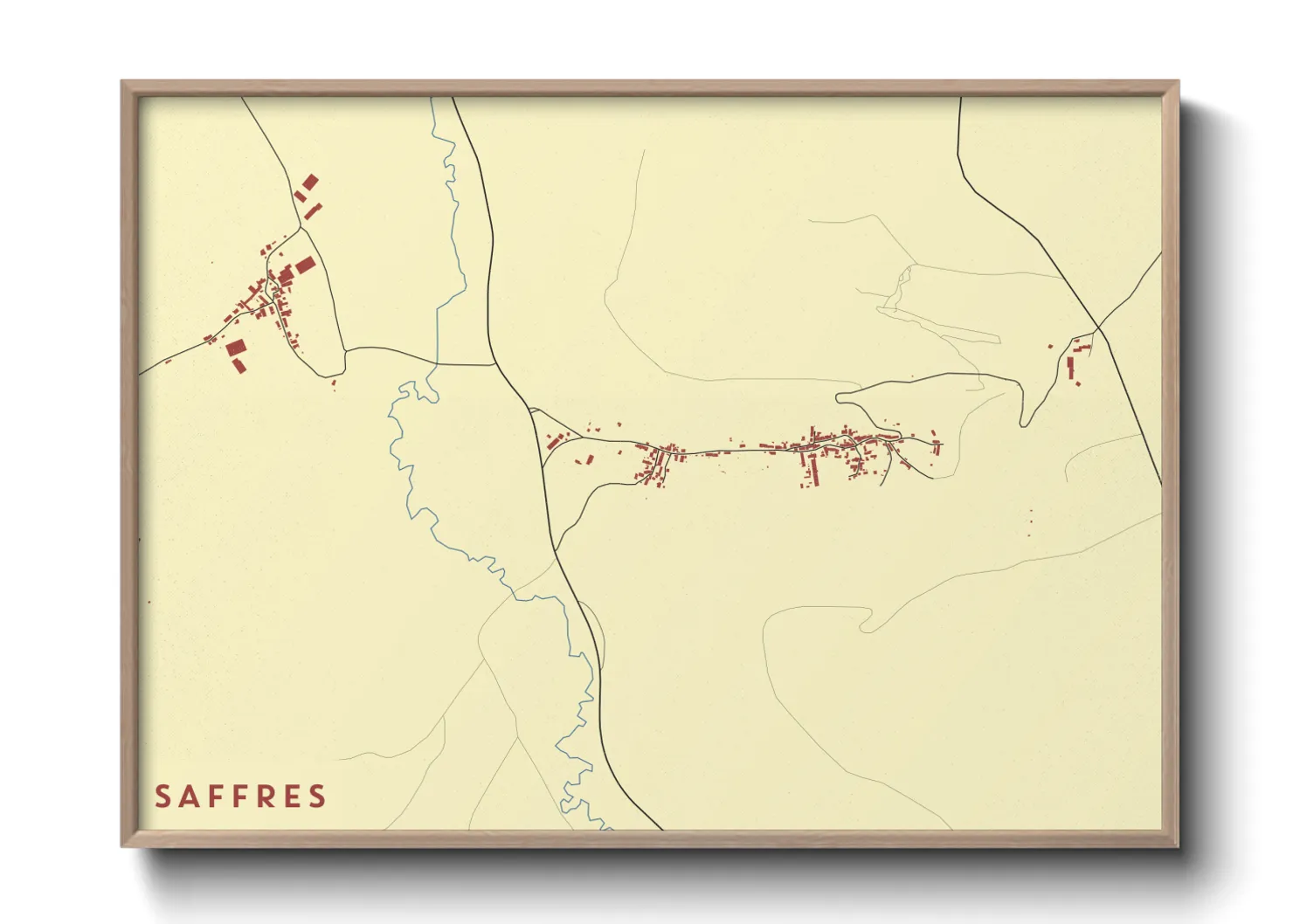 Une affiche de carte sur Saffres