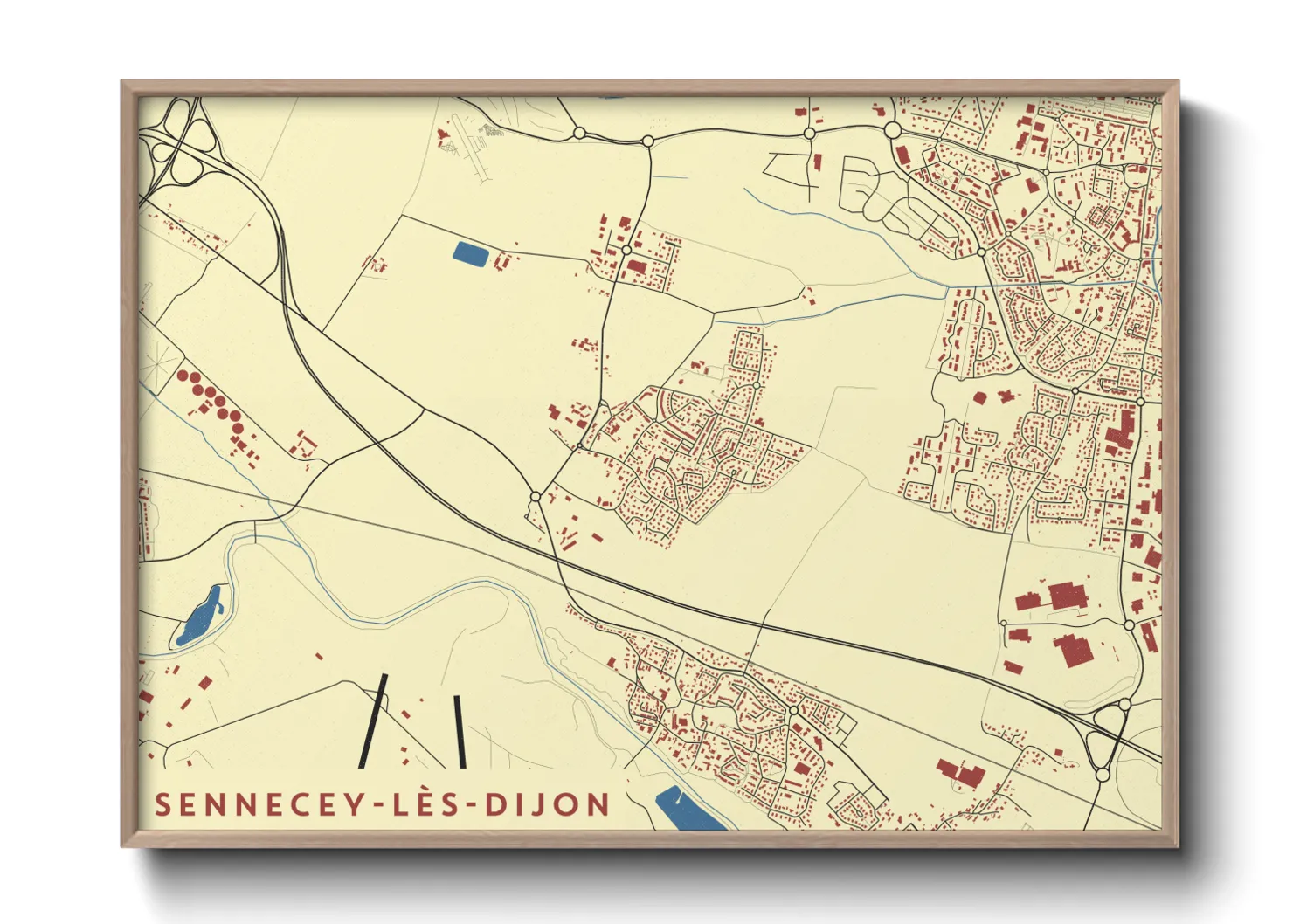 Une affiche de carte sur Sennecey-lès-Dijon