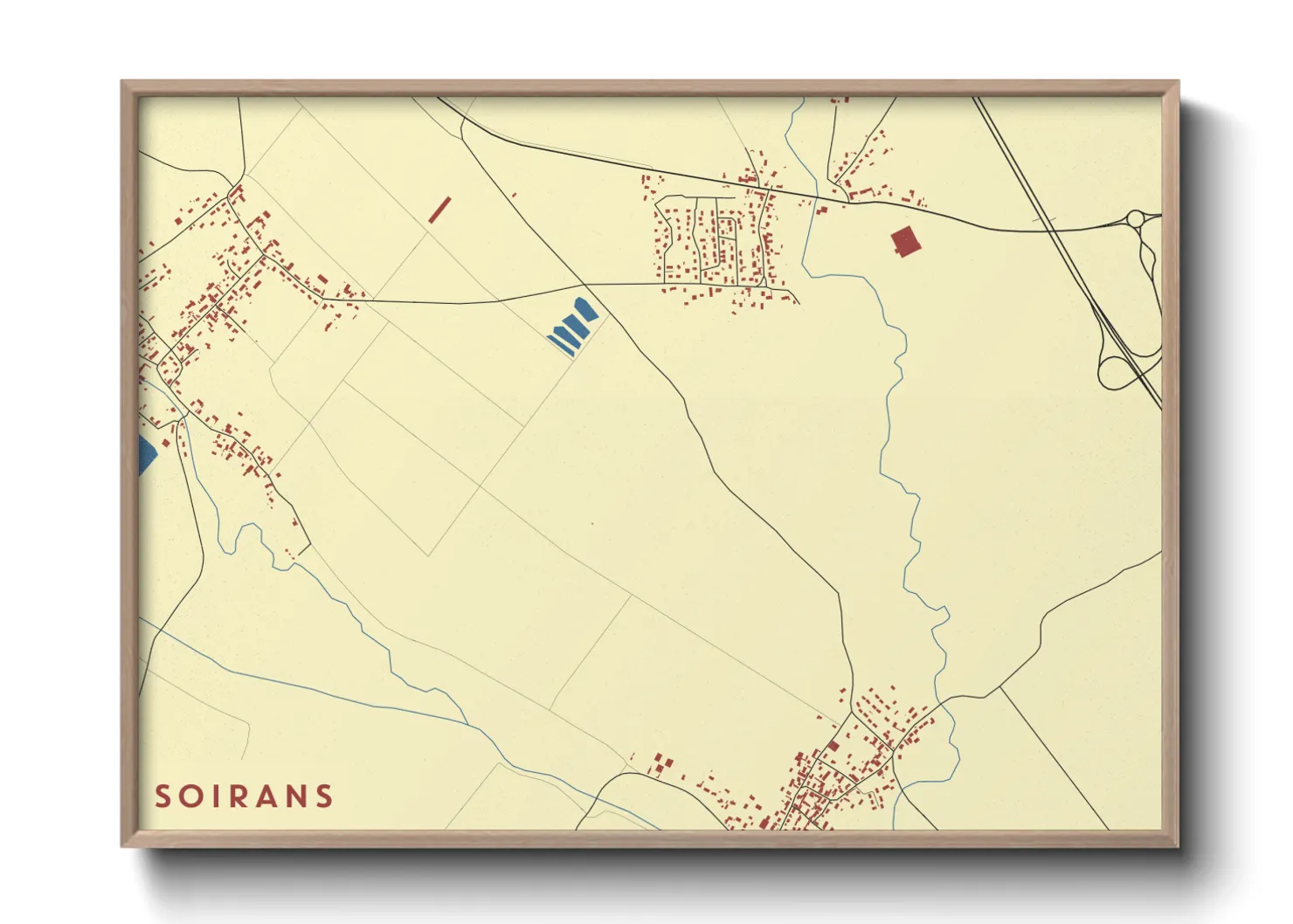 Une affiche de carte sur Soirans