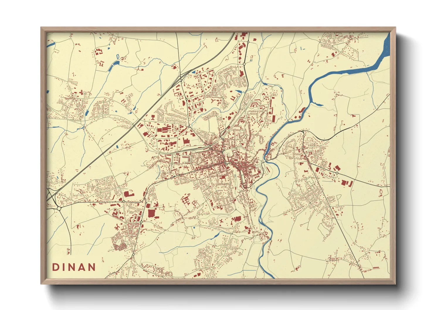 Une affiche de carte sur Dinan