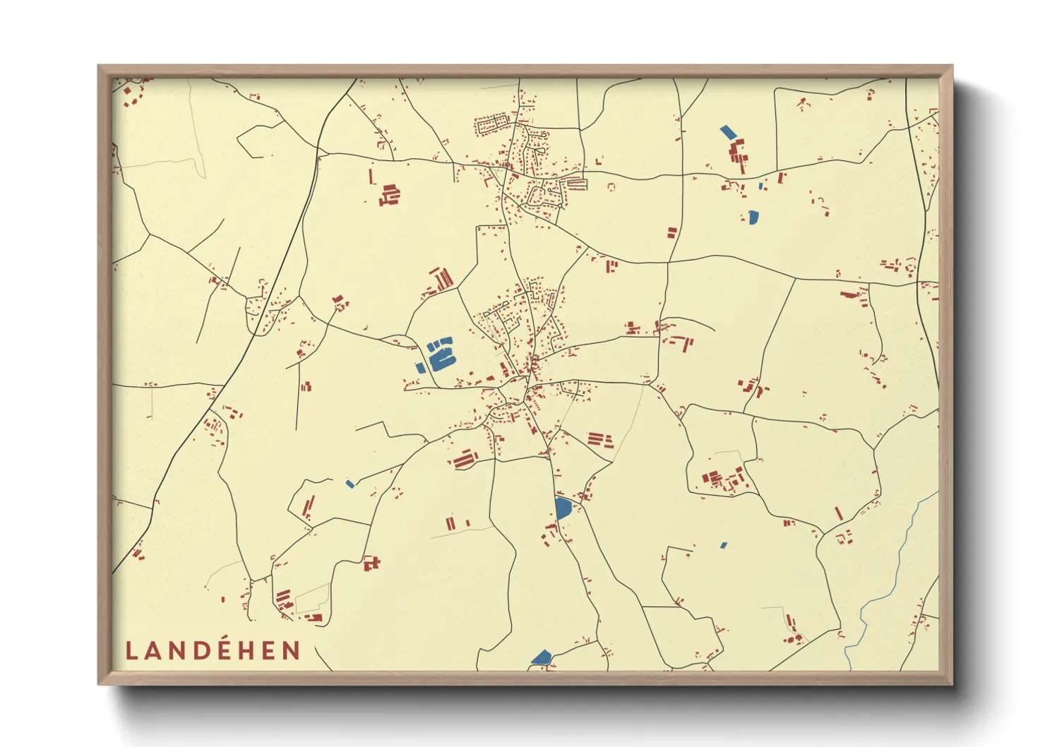 Une affiche de carte sur Landéhen