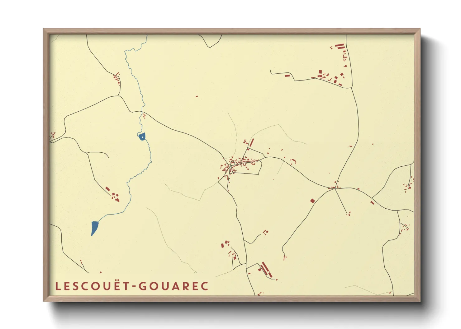 Une affiche de carte sur Lescouët-Gouarec