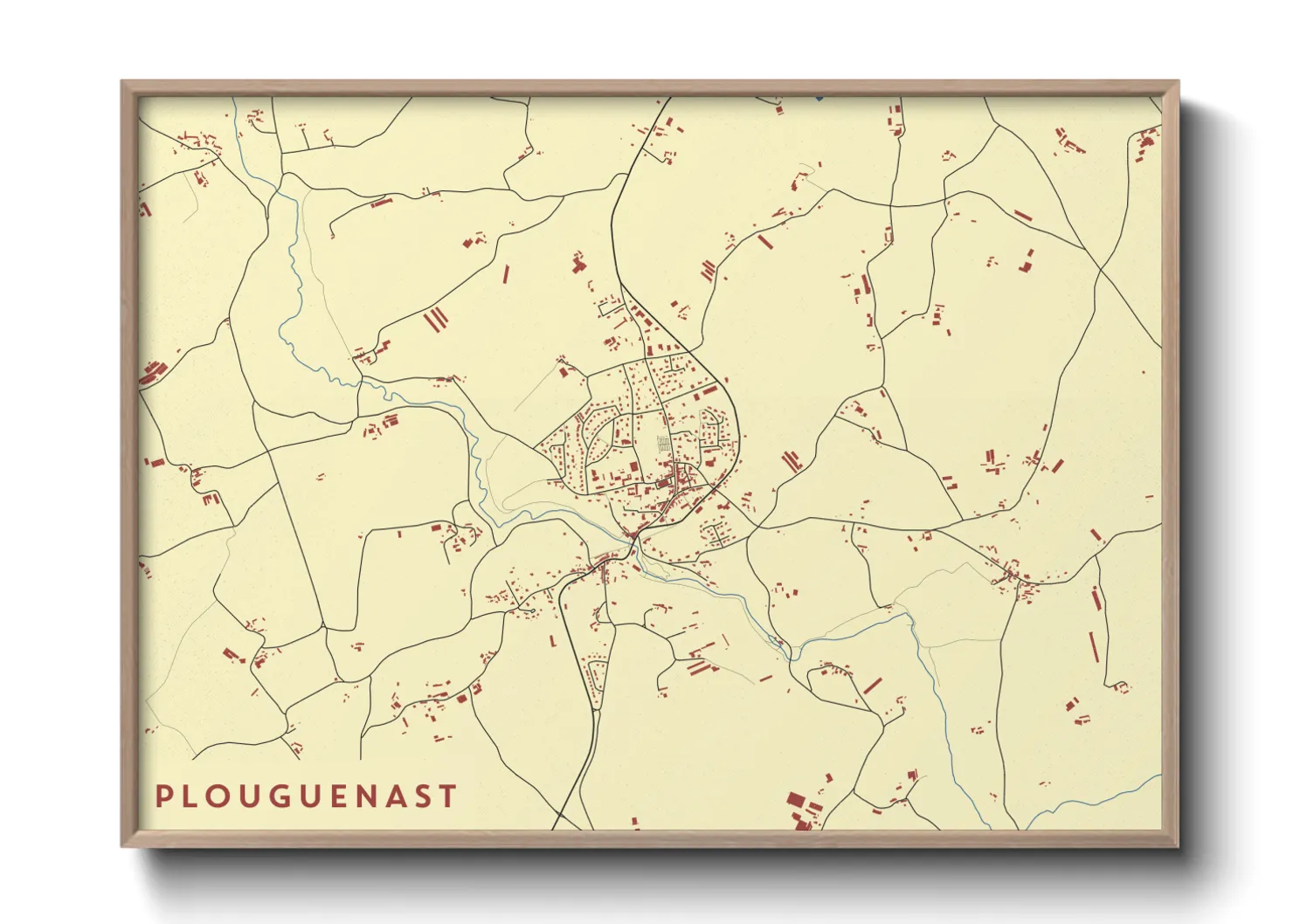 Une affiche de carte sur Plouguenast
