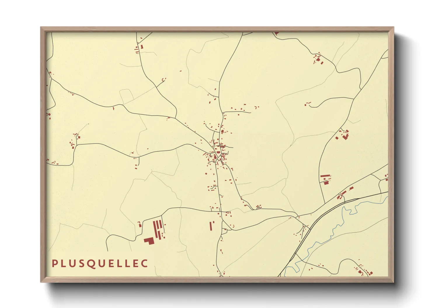 Une affiche de carte sur Plusquellec