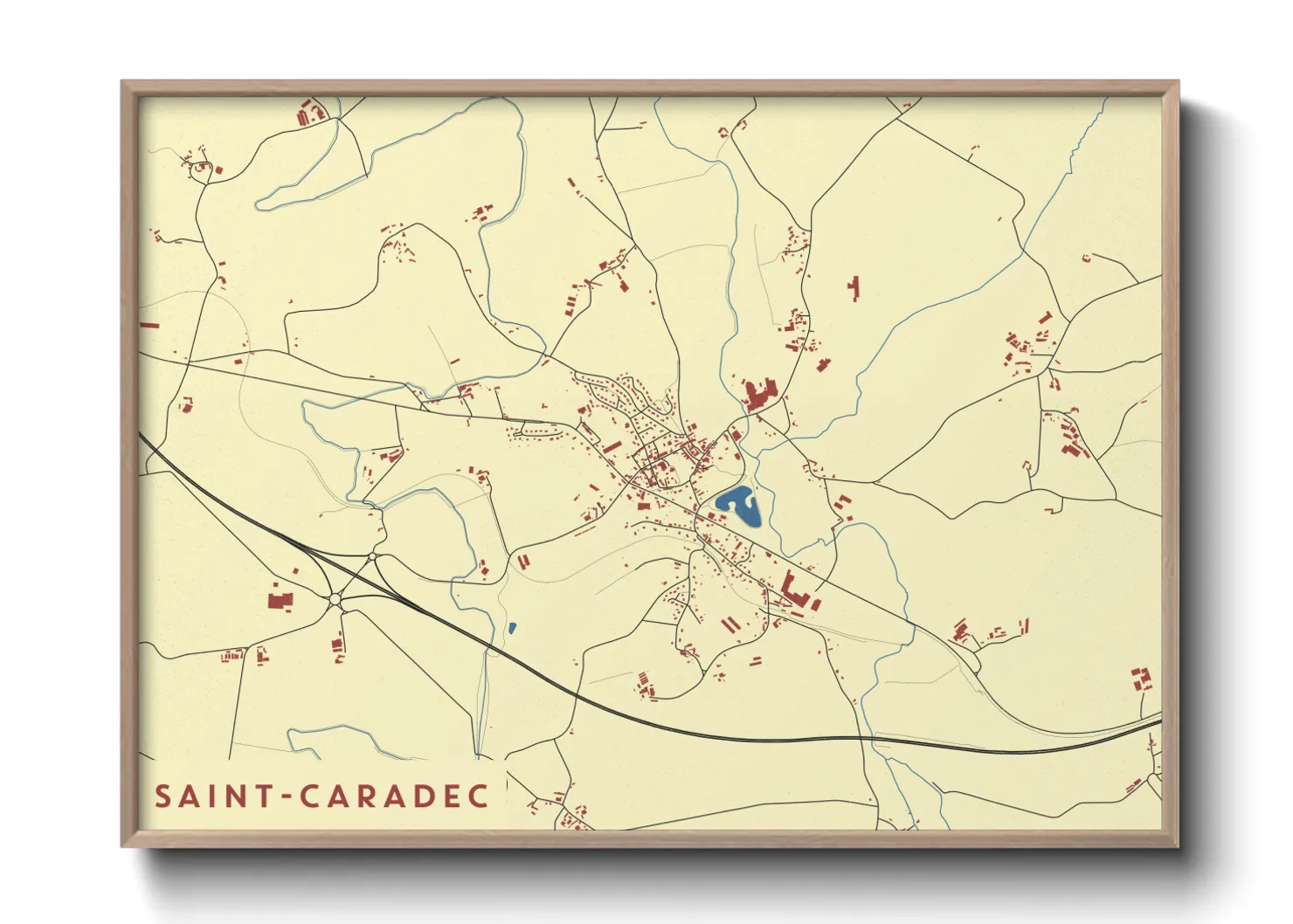 Une affiche de carte sur Saint-Caradec