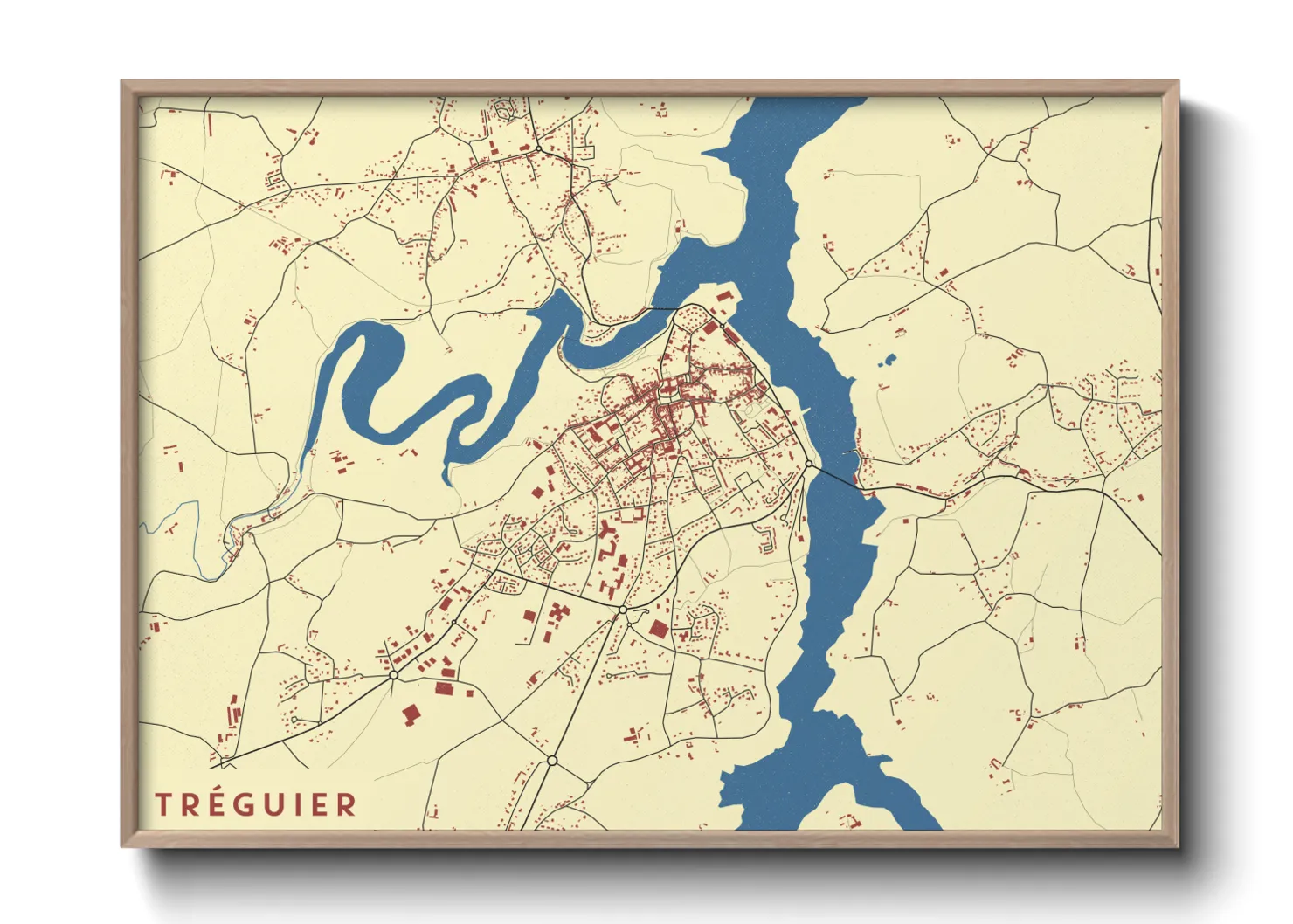 Une affiche de carte sur Tréguier