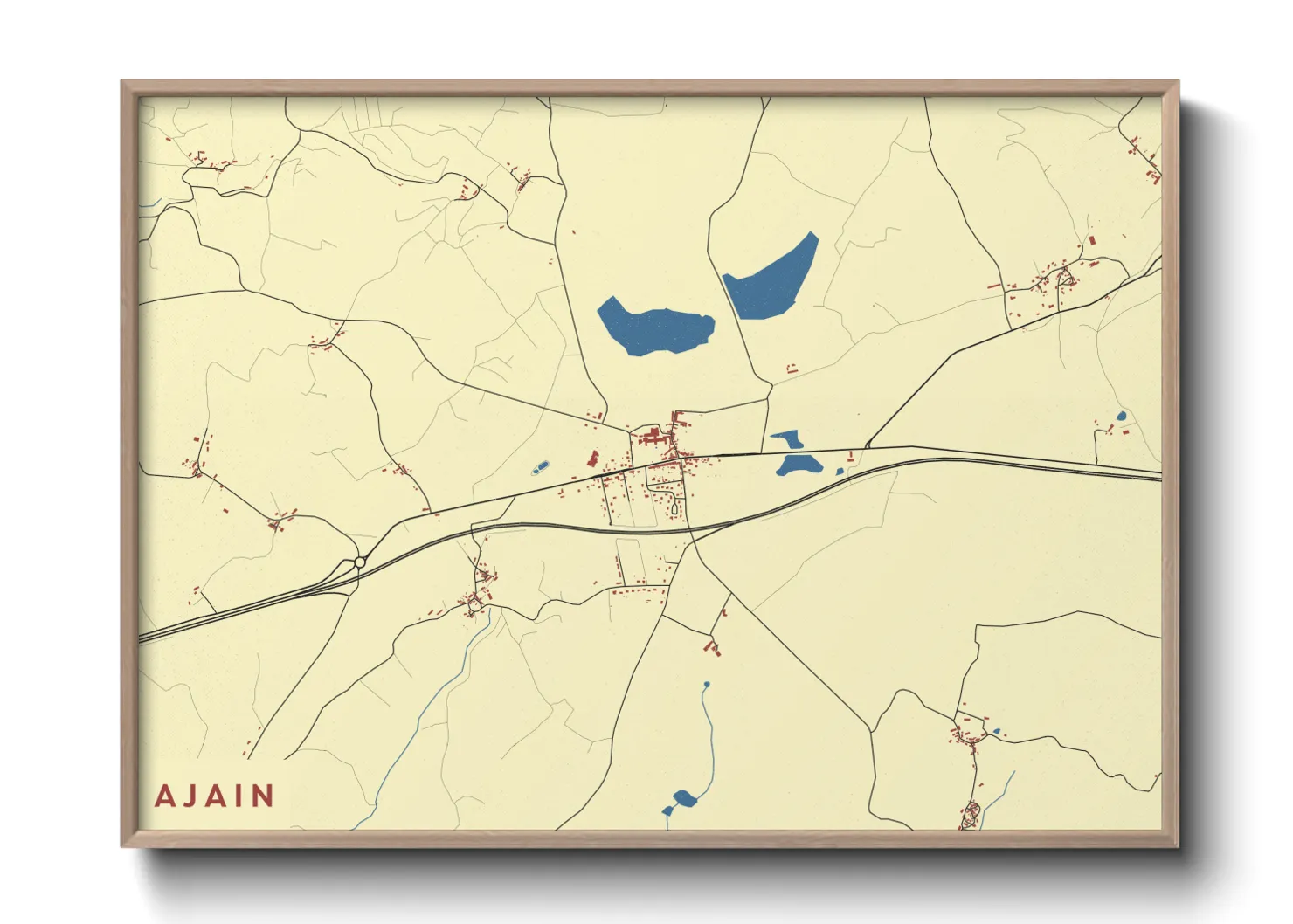 Une affiche de carte sur Ajain