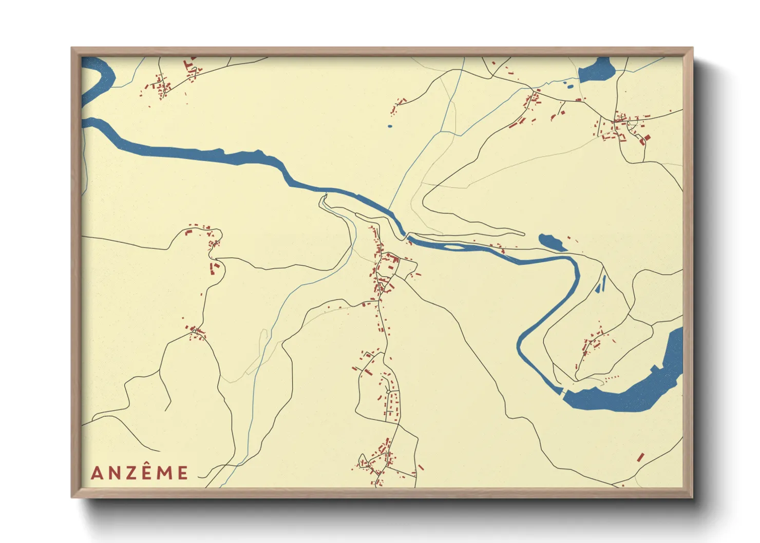 Une affiche de carte sur Anzême