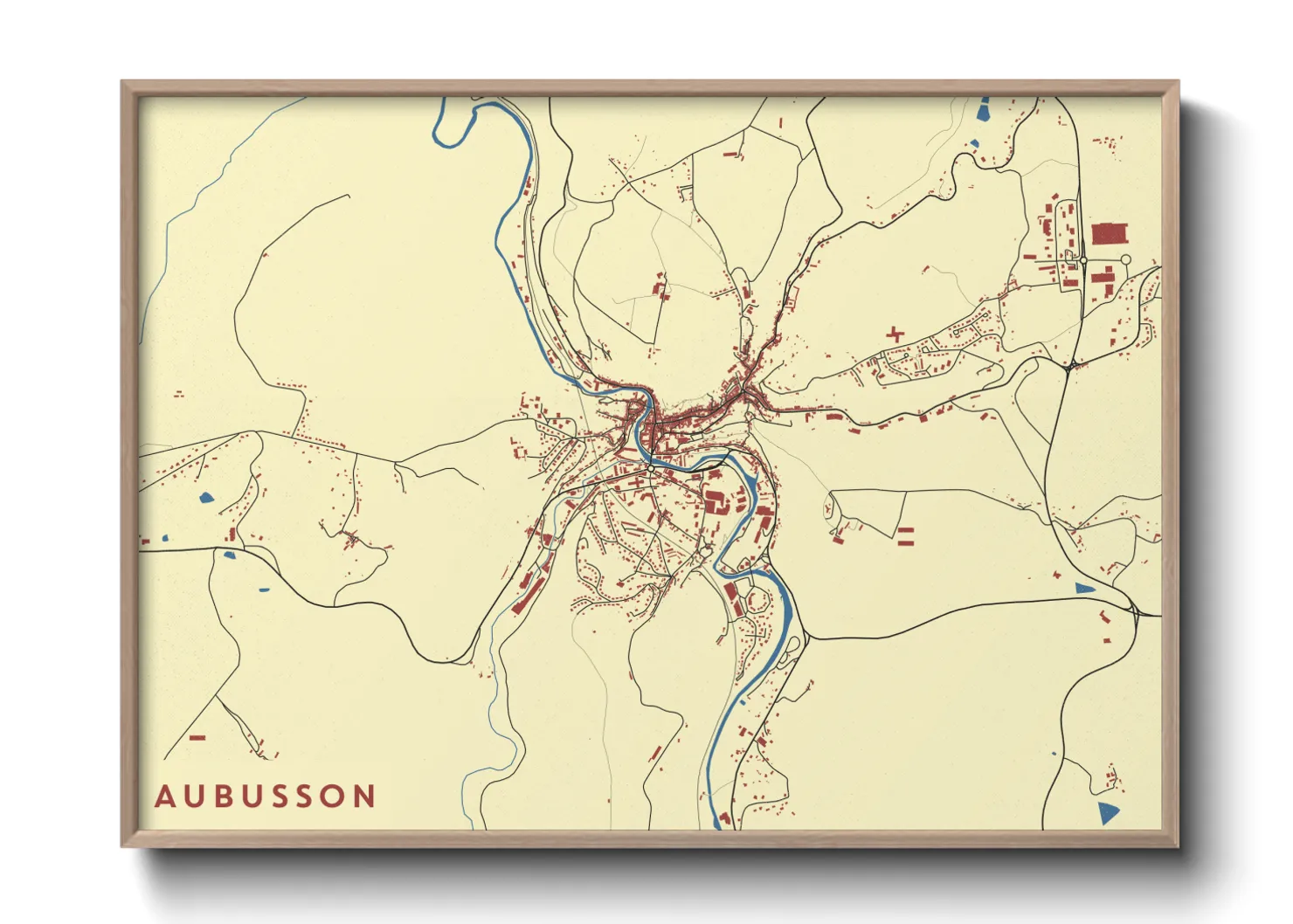 Une affiche de carte sur Aubusson