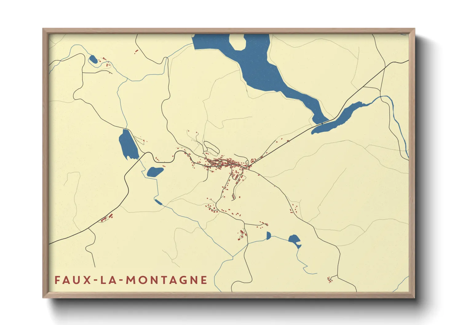 Une affiche de carte sur Faux-la-Montagne