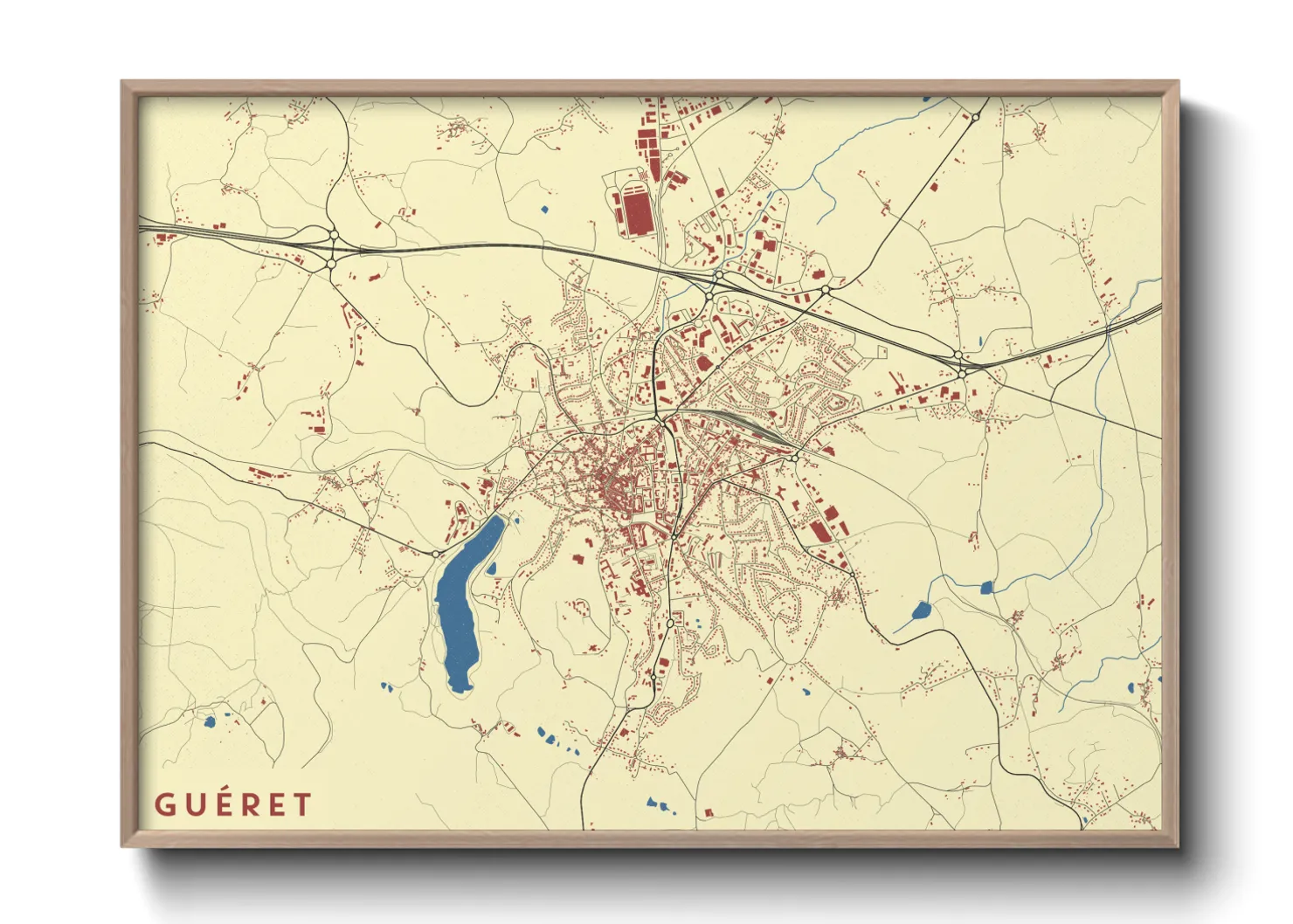 Une affiche de carte sur Guéret