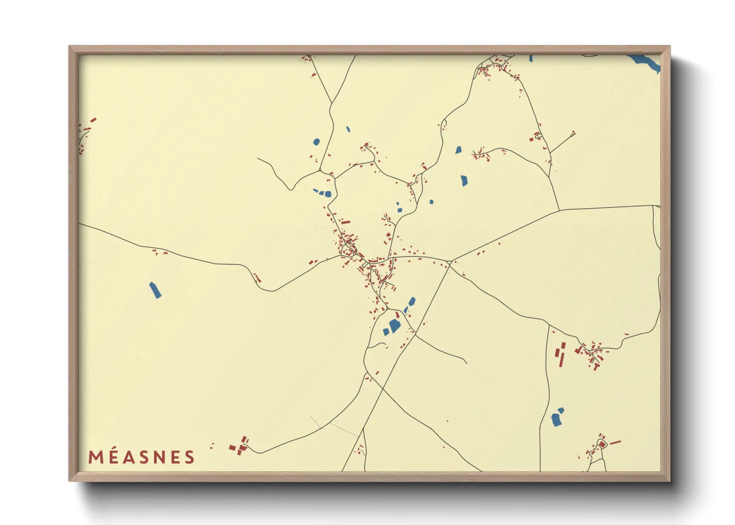 Une affiche de carte sur Méasnes