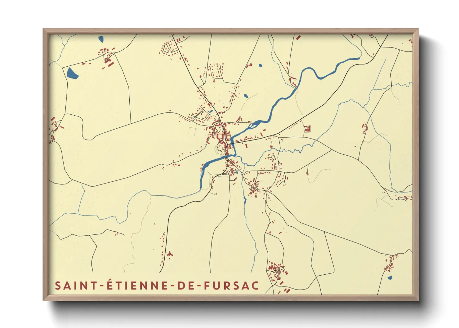 Une affiche de carte sur Saint-Étienne-de-Fursac